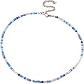 PINK TOWN Colorful Beaded Necklace Bohemian Rice Beads Choker Handmade Summer Beach Necklace for Women