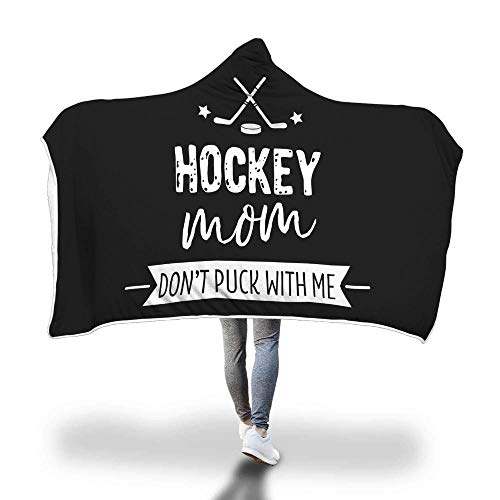DistinctAndUnique Hockey Mom - Don't Puck with Me - Sherpa Style Fleece Hooded Blanket for Ice Cold Rinks, Arenas, Stadiums - Thumbnail 2