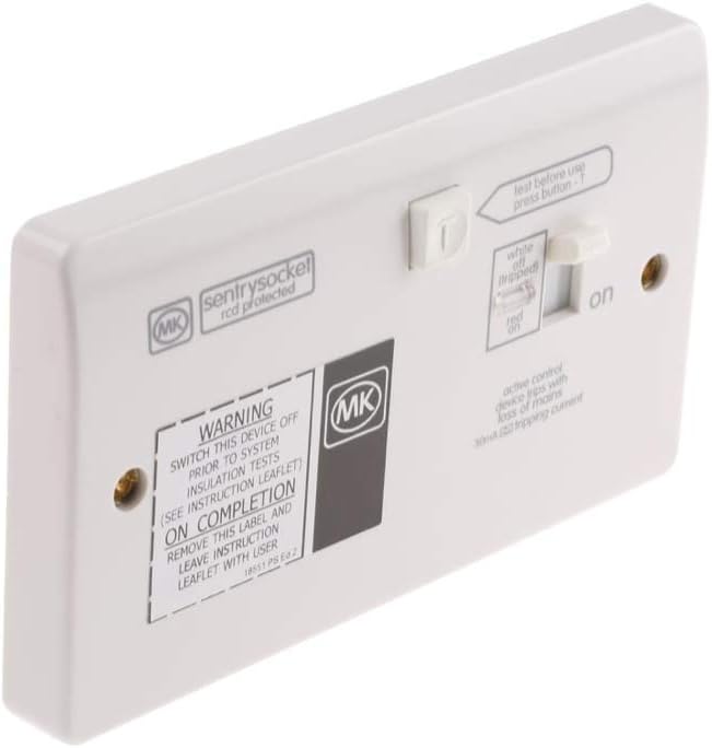 MK Electric Logic Plus 13A, BS Fixing, Active, Single Gang RCD Socket