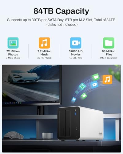 TERRAMASTER F2-425 Plus Almacenamiento NAS de Alto Rendimiento: 2 bahías, Intel N95 4 núcleos, 8GB RAM, Dual 5GbE LAN, 3 M.2, para Trabajo en Equipo y Servidor Multimedia(Sin Discos)