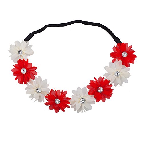 Lux Accessories Red n White Xmas Holiday Christmas Floral Chiffon Headband