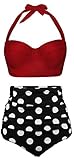 Angerella Women Vintage Polka Dot High Waisted Bathing Suits Bikini