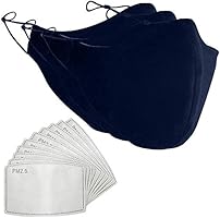 face_Masks_Washable UK, Reusable face_mask, Cotton Adjustable (Pack of 3, Blue)