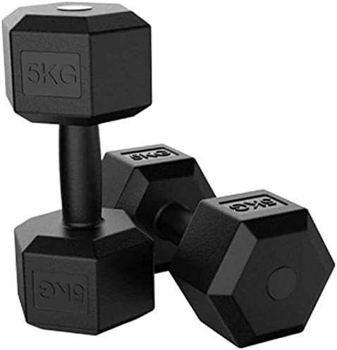 HZC Fitness Dumbbell Set Hex Dumbbell Rubber Dumbbell Non-Slip Ergonomic Handle Cross Training and Functional Training 10kg Black Dumbbell