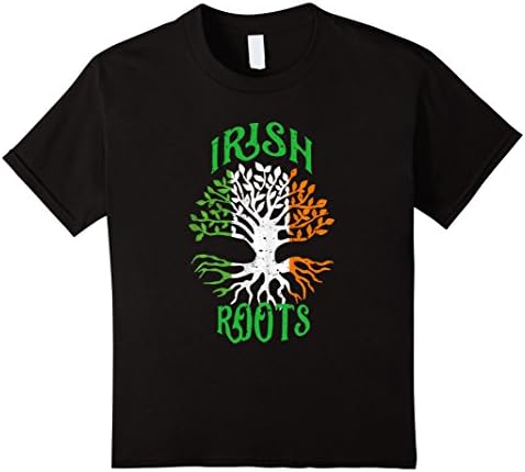 Kids Irish Roots Tree Flag of Ireland T-Shirt 6 Black