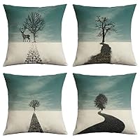 ChooTeeYeen Decorative Pillow Covers 18x18 in Set of 4 Cotton Linen Farmhouse Throw Pillow Covers for Sofa Couch Home Outdoor Decor