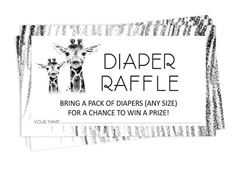 Inkdotpot 30 Baby Shower Diaper Raffle Ticket Lottery Insert Cards Supplies Games For Baby Shower Party Giraffe Jungle Animals Bring A Pack Of Diapers To Win Favors Gifts And Prizes