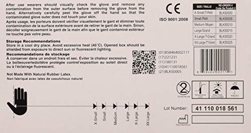 Skintx BLK50005-2Inner Nitrile Glove Medical Grade Examination 5 5.5 Mil, Powder-Free, Textured. Small (2inners=200pcs), Black