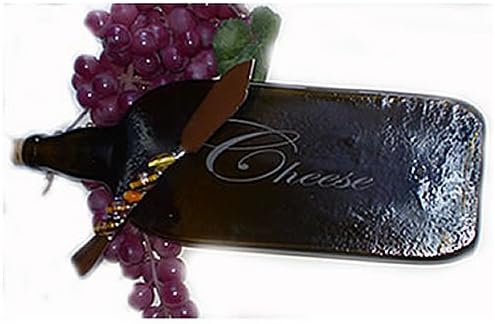 Recycled Wine Bottle Cheese Tray with Engraved Cheese