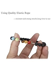 Jstyle - Collar con colgante de curación de piedras preciosas de 7 chakras, para hombres y mujeres, 0.315 in, piedra natural de lava y piedra natural, pulsera difusora de chakras, pulsera de cuentas de yoga