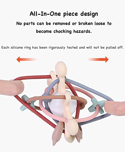 PandaEar Baby Sensory Toys 3 4 5 6 Months, Silicone Montessori Toys, Baby Teething Toy, Infant Rattle Teether Chew Toy Teething Ball Developmental Toy for Babies 0-6 Months 6 to 12 Months