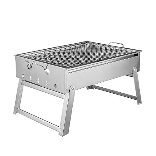 Portable thickened Outdoor Stainless Steel Folding Charcoal Picnic BBQ Grill Small Size