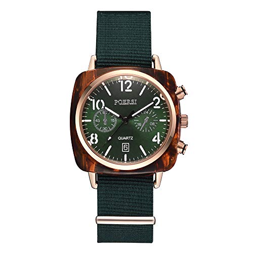 Watches Clearance,Luxury Temperament Square Dial Canvas Watchband Watch Analog Quartz Watch(Green) - Thumbnail 4
