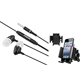 Insten Black Holder Stand + Black Headset Compatible with Samsung Galaxy S6/ Galaxy S6 Edge Apple iPhone 6 Plus (5.5) SamsungÂ© Galaxy S 3 i9300 S4 IV i9500 i8190
