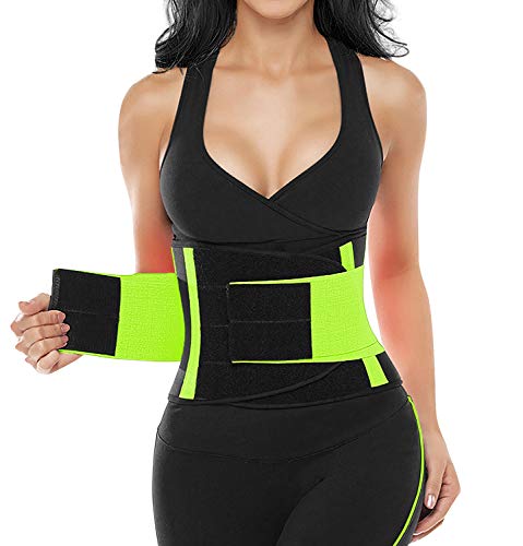 SHAPERX Women's Waist Trainer Belt Waist Training Corset Cincher Slimming Body Shaper for an Hourglass Weight Loss Workout Gym Fitness Trimmer Slimmer Shaper, SZ8002-Lemon-Green-L