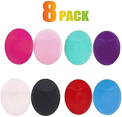 8 Pack Face Scrubber,Soft Silicone Face Cleanser Brush Handheld Mat Scrubber Silicone Face Exfoliator 8 colors,Cool Gift for Girl