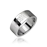 Surgical Stainless Steel Ring with Pentagram and Tribal Designs