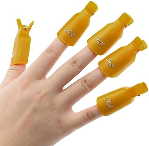 Gigamax(TM) 10PC Plastic Nail Art Soak Off Cap Clip UV Gel Polish Remover Wrap Tool Fluid for Removal of Varnish Nail Cleaner Remover [ Gold ]