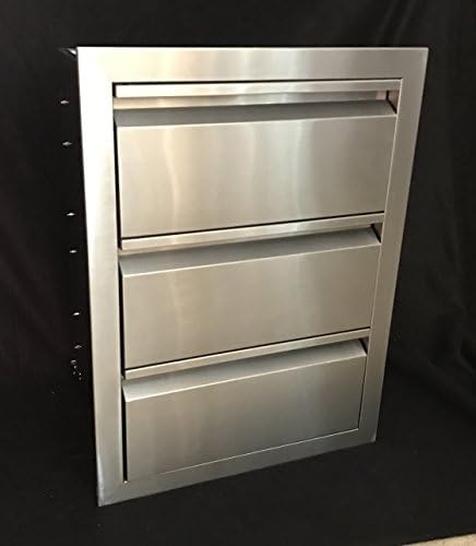 19"W x 26"H TRIPLE ACCESS DRAWER OUTDOOR KITCHEN BBQ ISLAND 304 STAINLESS STEEL STORAGE