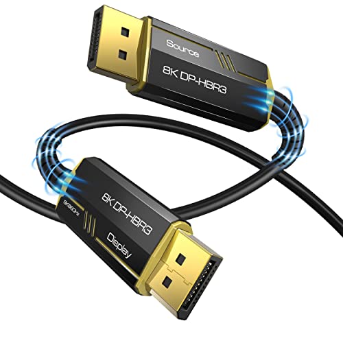 DGHUMEN 8K DisplayPort Kabel 1.4 Glasfaserkabel 15m,Lang DP zu DP Kabel Unterstützt 8K@60Hz 4K@144Hz,High Speed 48Gbps,32 Gbit/s/HDCP 2.2/3D/HDR für Gaming Monitor Grafikkarte Laptop