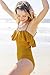 CUPSHE Women's Yellow Falbala with Lining Padding One Piece Swimsuits Beach Bathing Suit (S,Yellow Falbala)