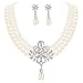 EleQueen Women's Silver-Tone Simulated Pearl Crystal Victorian Style Flower Ivory Color