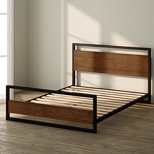 ZINUS Suzanne Bamboo and Metal Platform Bed Frame with Footboard / Wood