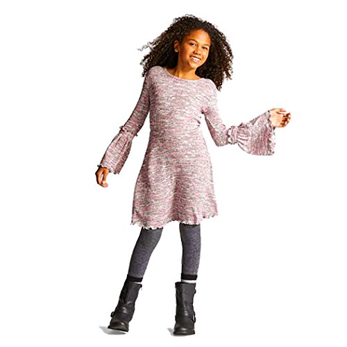 Art Class Girls Ribbed Sweater Dress with Bell Sleeves Berry Sprinkle S