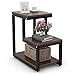 Tribesigns Rustic End Table, 3-Tier Chair Side Table Night Stand with Storage Shelf for Living Room, Bedroom (Espresso)