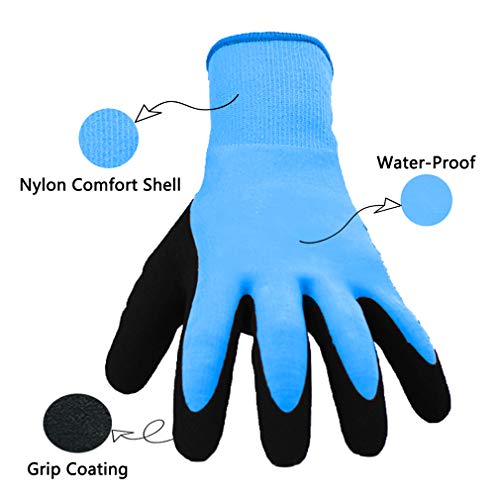 Waterproof Work Gloves 2 Pairs, Double Latex Coated Grip and Comfortable, Improved Dexterity for Outdoor Garden Watering Car Cleaning Multipurpose, Size for Men L, XL Hands -2 Pack