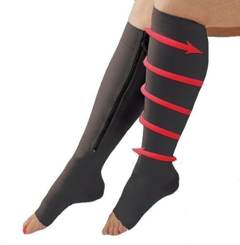 CHENRUI Zipper Compression Socks-Black（XXL)）