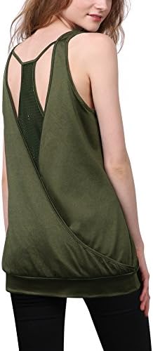 Youtalia Women's Sport Tops Sleeveless Round Neck Backless Pleated Casual Tank Tops Shirts