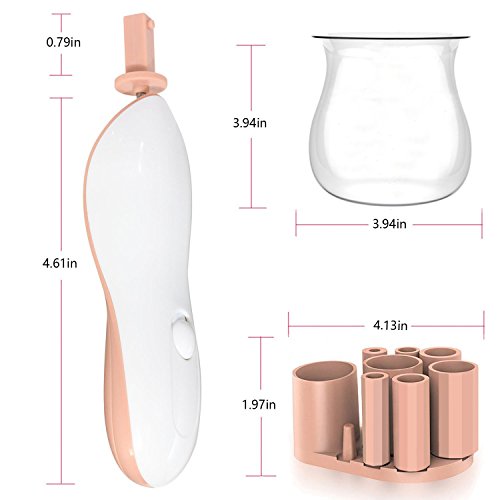Makeup Brush Cleaner – Rantizon Automatic Cosmetic Brushes Cleaning Machine with 360 Degree Rotation, Professional Makeup Brush Cleaning Tool, Cleans and Dries with 8 Rubbers - Thumbnail 5