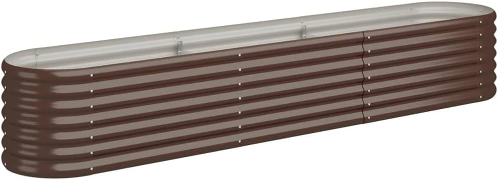 vidaXL Garden Raised Bed Flower Stand Galvanised Steel 224x40x36 cm Brown