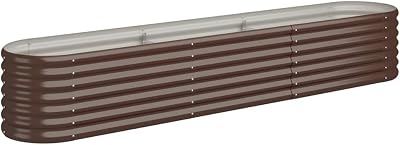 vidaXL Garden Raised Bed Flower Stand Galvanised Steel 224x40x36 cm Brown