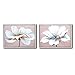 Flower Wall Art Decor Modern Framed Floral Canvas Painting Picture with Hand Painted Texture for Living Room Bedroom Bathroom Girl Room White and Pink 12x16 x 2 Piece/Set