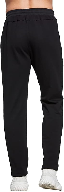 Pantaloni Sportivi Uomo Cotone Pantaloni da Jogging Sportivo Pantaloni di Tuta Slim Fit con Tasche Zip Nero XL