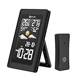 Wireless Weather Station, DIGOO TH-11300 In&outdoor Hygrometer Thermometer, Temperature and Humidity Meter with 3 Channels Outdoor Sensor (One Included), Weather Forecast for Bedroom, Home, Office