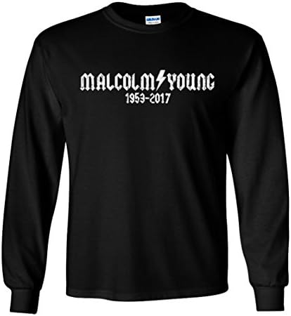 Malcom Young Tribute memorial ACDC Tshirt #2 Long Sleeve X Black