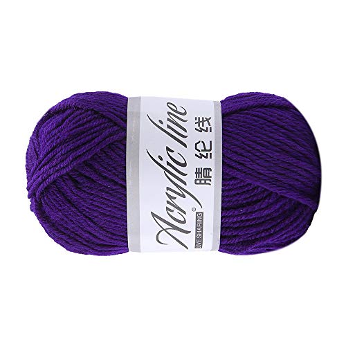 Yarn Hand Knitting 100% Acrylic Wool Roving Skin-Friendly Yarn Machine Wash & Dry Yarn Perfect for DIY Crocheting Projects 1 Skein 50g (B)