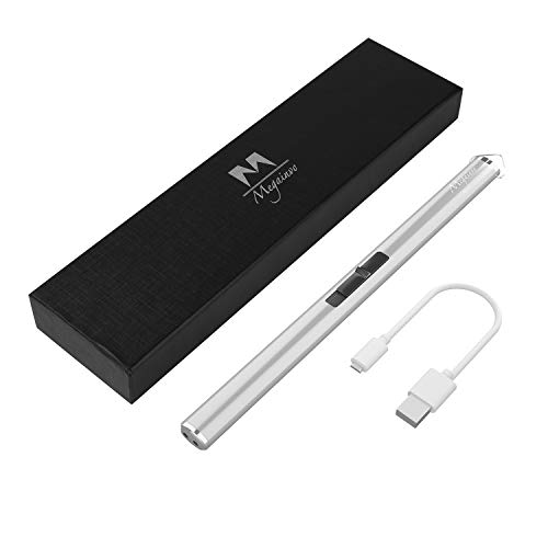 Long Lighter Candle Lighter Fire Lighter USB Rechargeable Lighter Plasma Electric Arc Lighter Windproof Flameless Electronic Long Lighters for Yankee Jar Candle Mini BBQ Metal Lighter