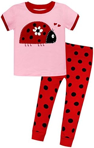 Viobarmo Little Girls Pajama Set Kids T Shirt Top & Pants 100% Cotton Sleepwear (2-7 Years)