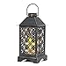 Solar Lantern Indoor or Outdoor 4Leaf Clover Bronze − Antique Metal Construction − Solar Powered Hanging Lantern or Tabletop with LED Flickering Candle 5.5 x 5.5 x 11 inches