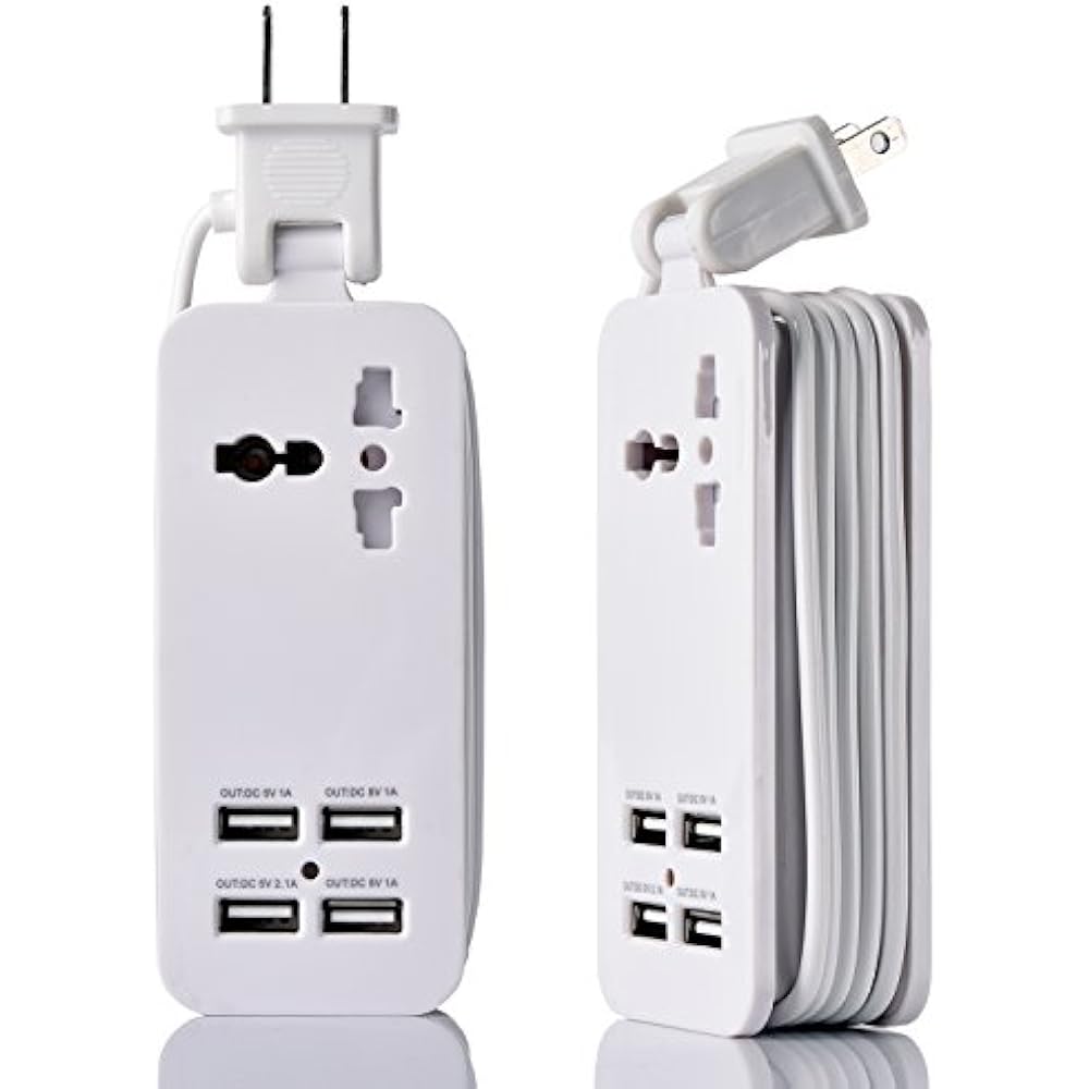 USB Power Strip, Portable Travel Charger Outlets 2.1AMP+1AMP 21W 5FT
