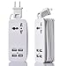 USB Power Strip Portable Travel Charger Outlets 2.1AMP 1AMP 21W 5Foot Power Supply Cord With Universal Plug Input From 100v-240v Power Sockets USB Charger Station 4 Port 5v 1A/2.1A USB Charger (White)