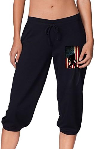 Bigfoot Sasquatch I Believe USA Flag Women's Sweatpants Joggers Activewear Workout Running Pants Drawstring S