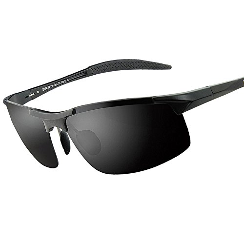 Duco Men's Sports Style Polarized Sunglasses Driver Glasses 8177S (Black Frame,Gray Lens)