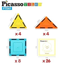 PicassoTiles 42PCs Magnetic Building Tiles Learning