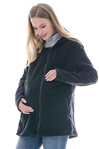 Smallshow Women's 3 in 1 Fleece Maternity Baby Carrier Hoodie Jacket Medium Black - Thumbnail 3