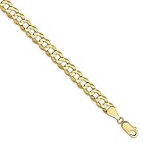 14k Yellow Gold 7.2mm Solid Flat Cuban Bracelet